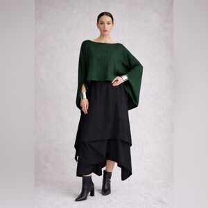 Vintage Cotton asymmetrical boho crop sweater- green- one size (small to large)